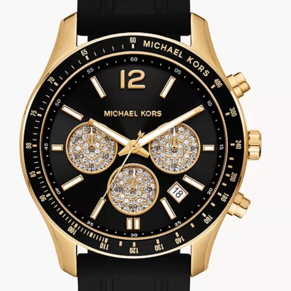 Michael Kors Chronograph Black Silicone Watch - Picture 1 of 3